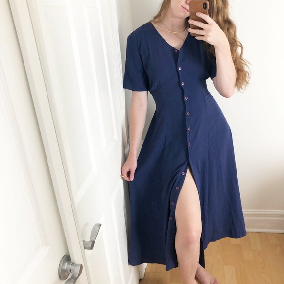 Stunning Vintage Parisian Button Down Midi Dress - Picture 4 of 7